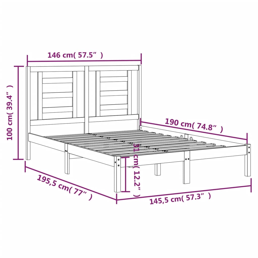 Giroletto Nero in Legno Massello di Pino 140x190 cm | homemem39