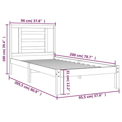Giroletto senza Materasso 90x200 cm in Legno Massello di Pino | homemem39