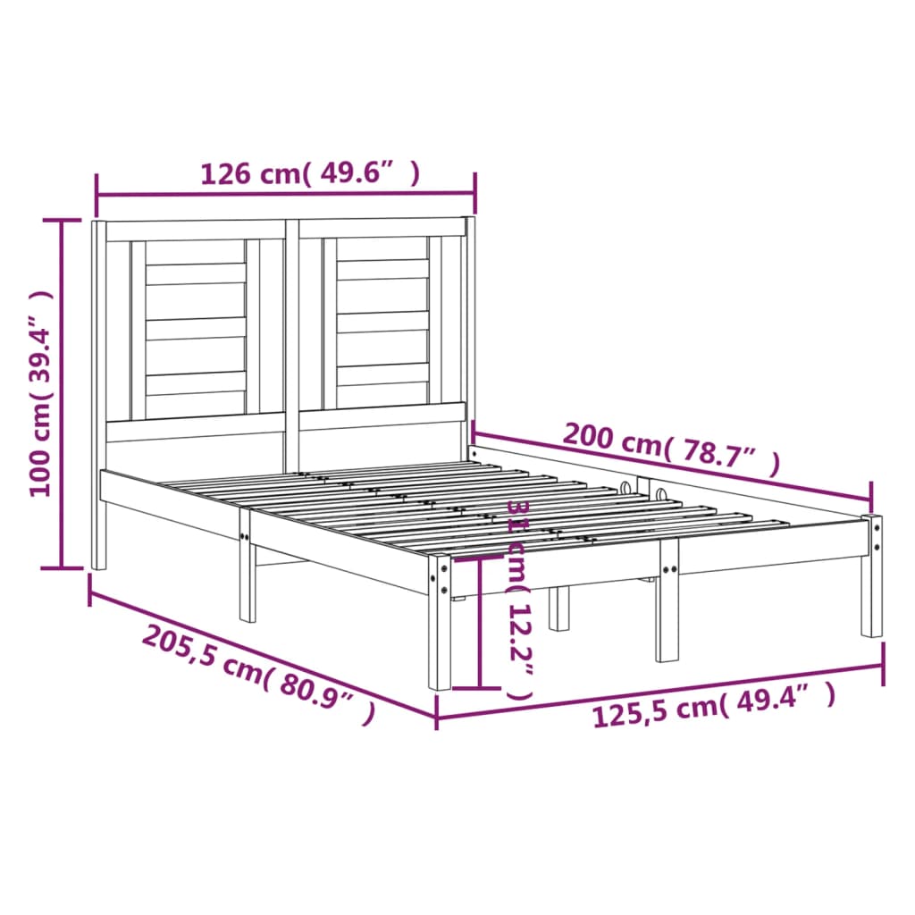 Giroletto senza Materasso Bianco 120x200 cm Legno Massello Pino | homemem39