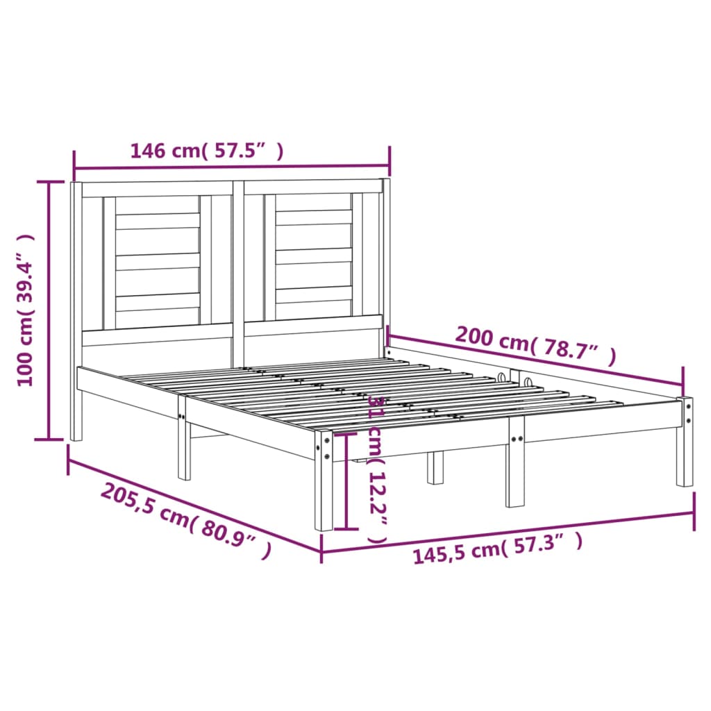 Giroletto senza Materasso Bianco 140x200 cm Legno Massello Pino | homemem39