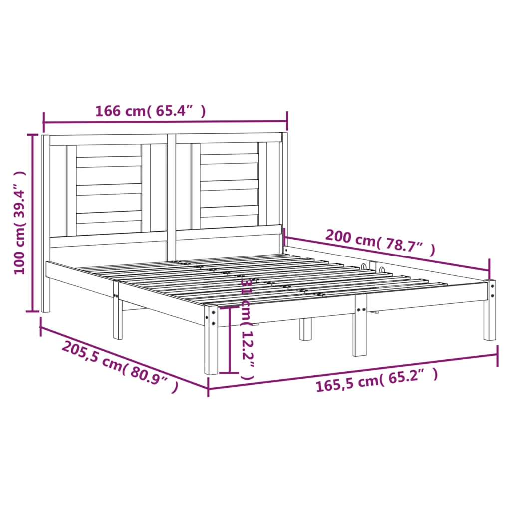 Giroletto senza Materasso 160x200 cm in Legno Massello di Pino | homemem39