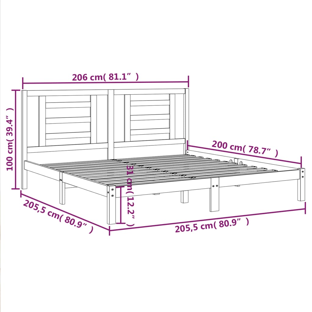 Giroletto Nero in Legno Massello di Pino 200x200 cm | homemem39