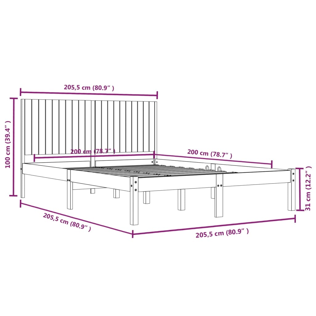 Giroletto Nero in Legno Massello di Pino 200x200 cm | homemem39