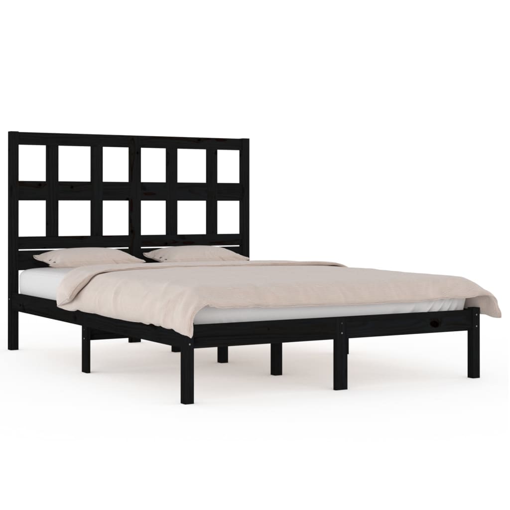 Giroletto Nero in Legno Massello di Pino 140x190 cm | homemem39