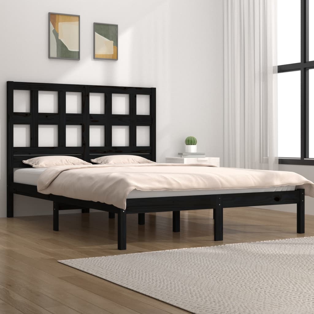 Giroletto Nero in Legno Massello di Pino 140x190 cm | homemem39