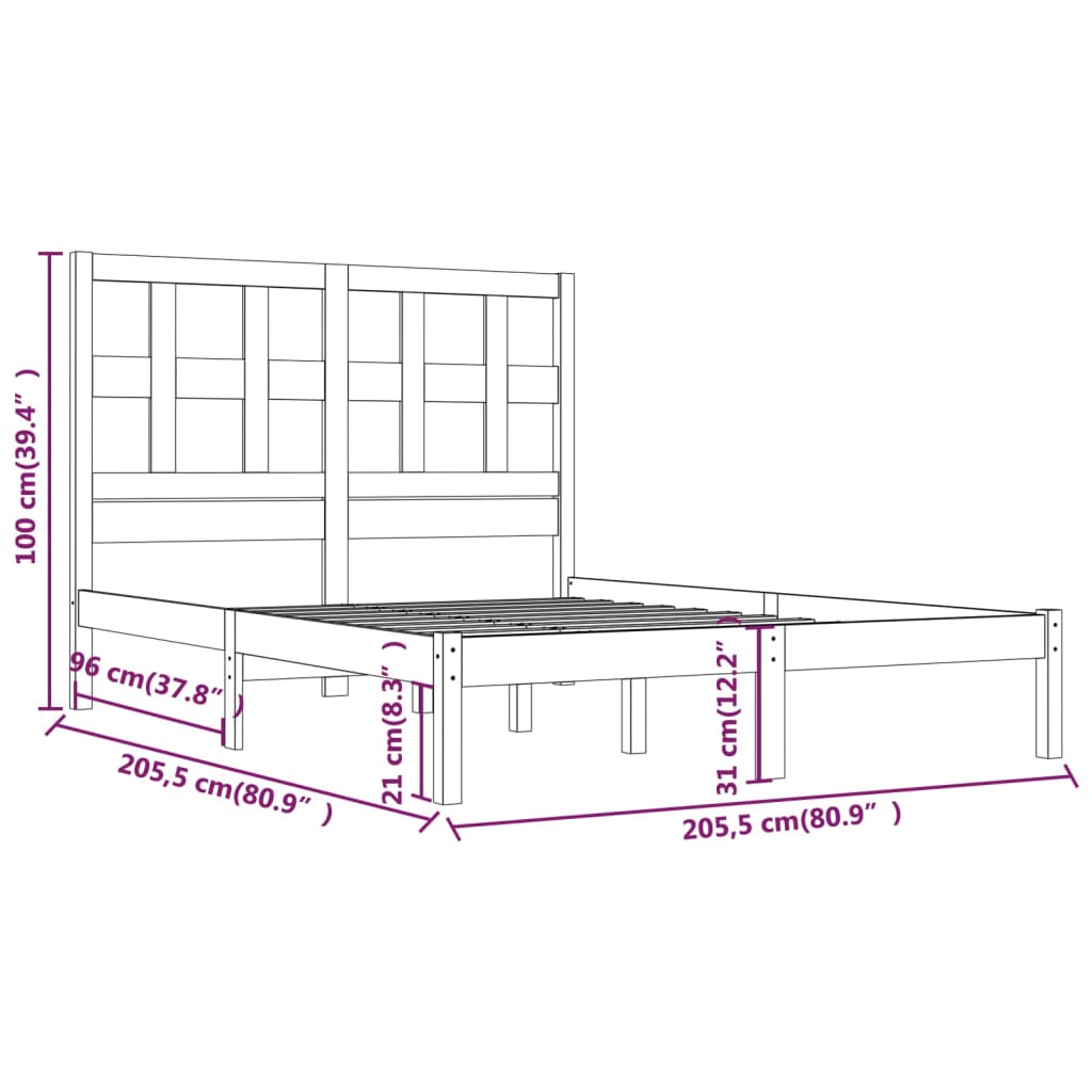 Giroletto Nero in Legno Massello di Pino 200x200 cm | homemem39