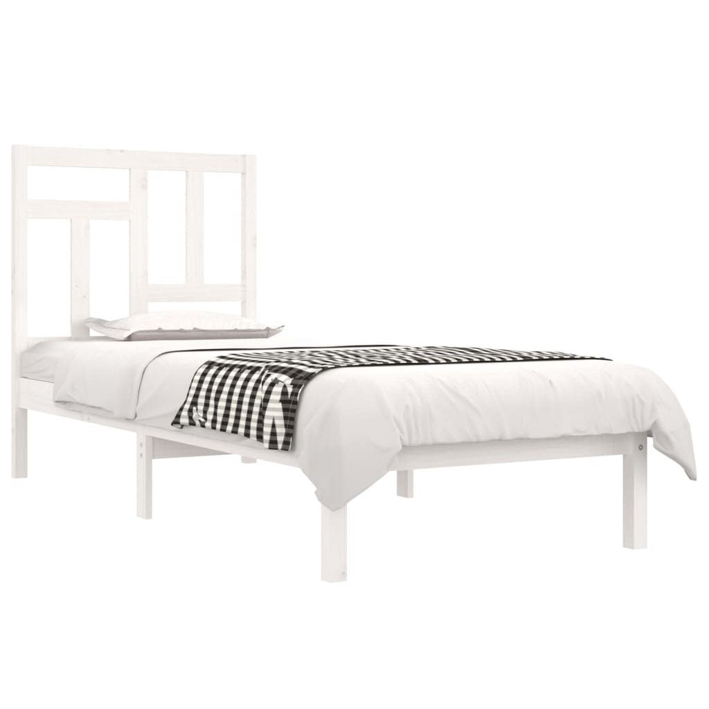 Letto senza Materasso Bianco 90x190 cm in Legno Massello Pino