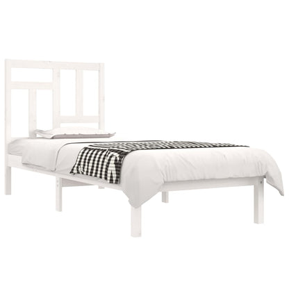 Letto senza Materasso Bianco 90x190 cm in Legno Massello Pino