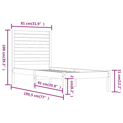 Giroletto Bianco in Legno Massello 75x190 cm Small Single | homemem39