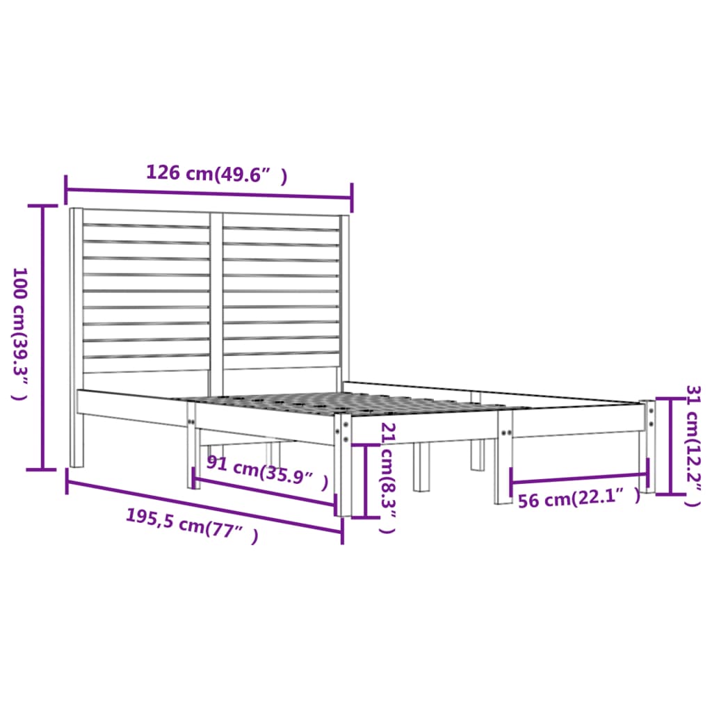 Giroletto Bianco in Legno Massello 120x190 cm Small Double | homemem39