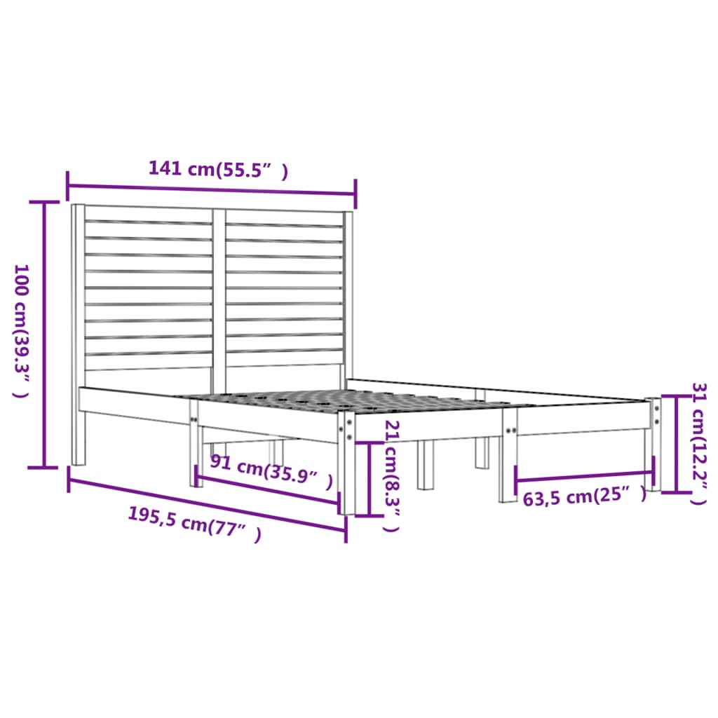 Giroletto Nero in Legno Massello 135x190 cm Double | homemem39