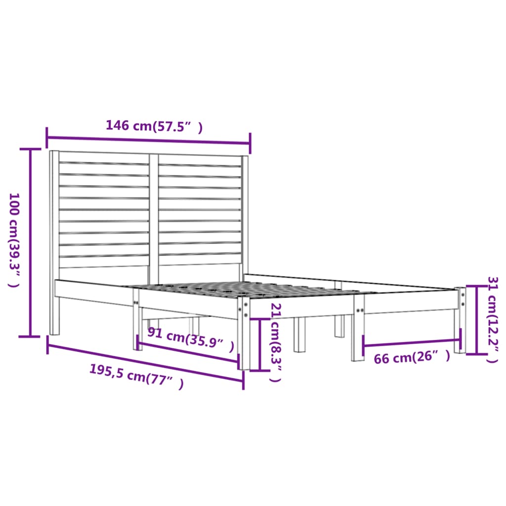 Giroletto Bianco in Legno Massello 140x190 cm | homemem39