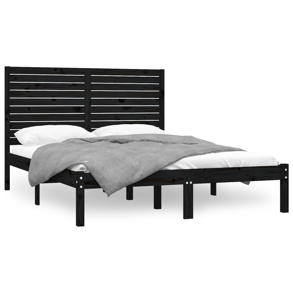 Giroletto Nero in Legno Massello 150x200 cm King Size | homemem39