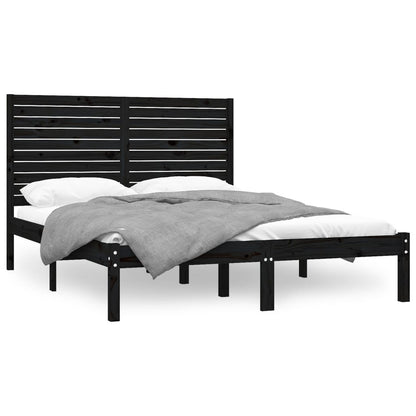 Giroletto Nero in Legno Massello 150x200 cm King Size | homemem39