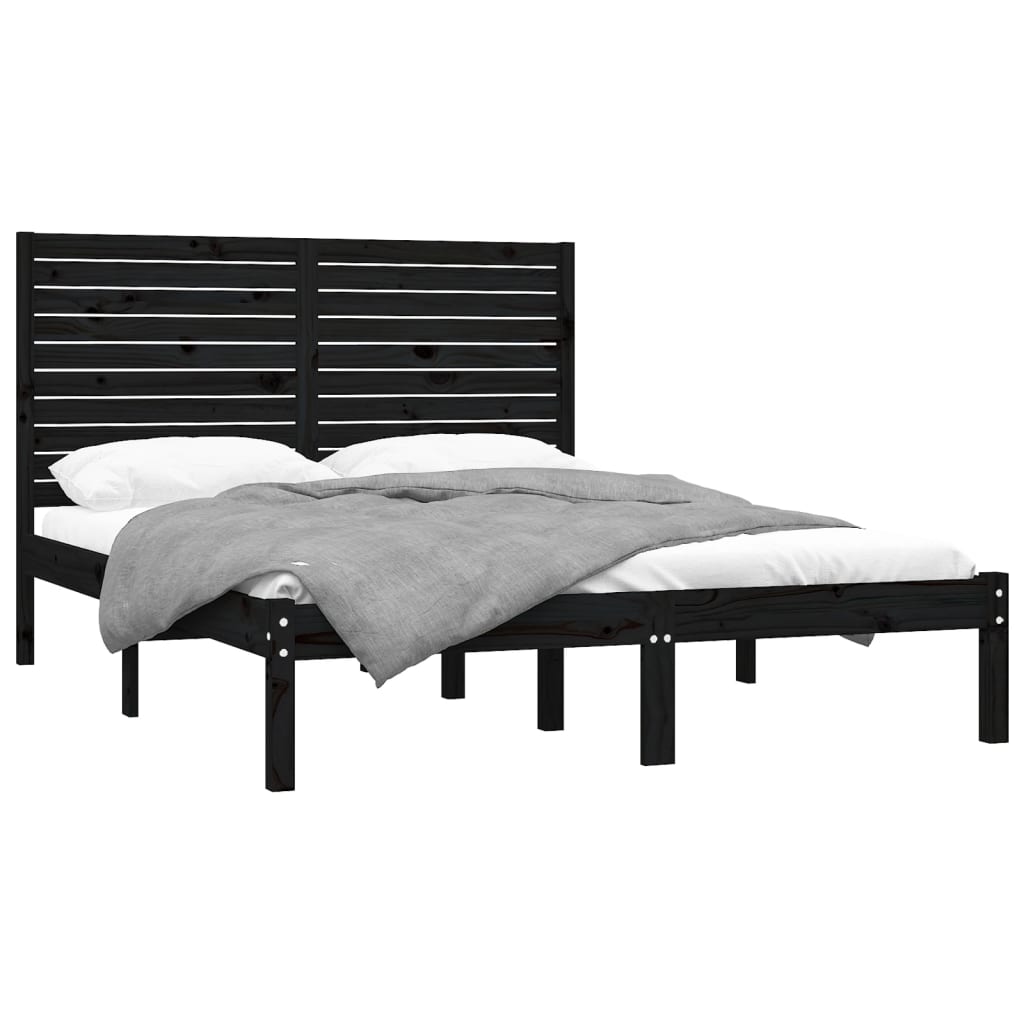 Giroletto Nero in Legno Massello 150x200 cm King Size | homemem39