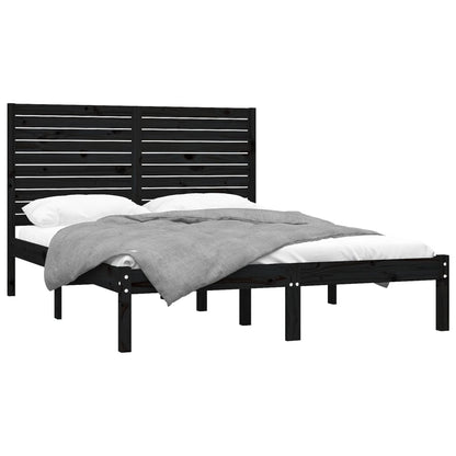 Giroletto Nero in Legno Massello 150x200 cm King Size | homemem39