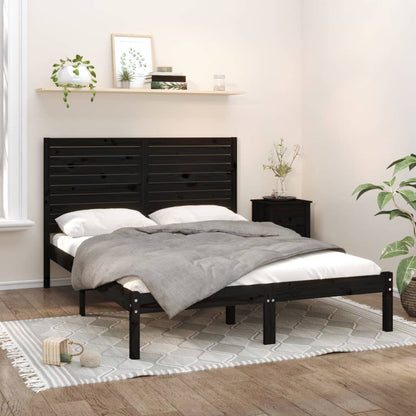 Giroletto Nero in Legno Massello 150x200 cm King Size | homemem39