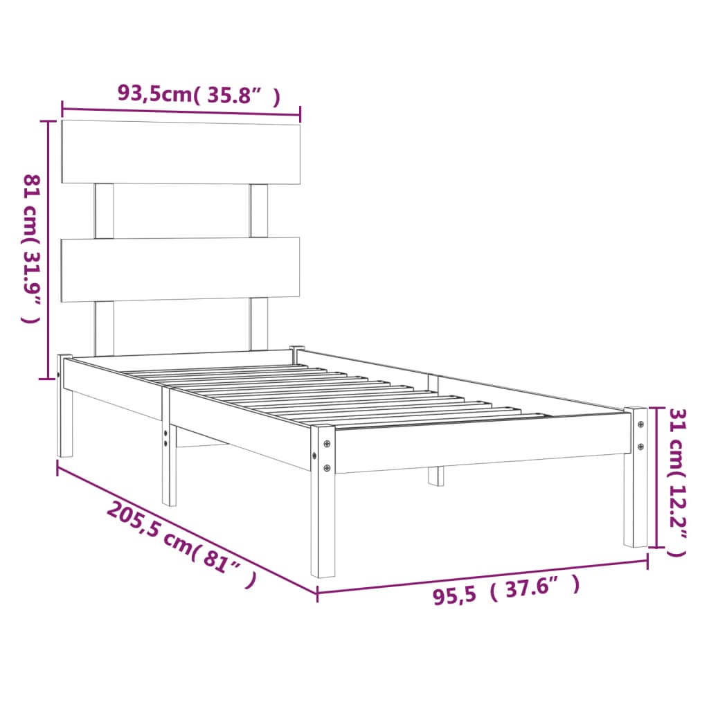 Giroletto Bianco in Legno Massello 90x200 cm | homemem39