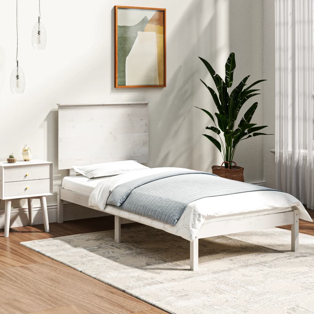 Giroletto Bianco in Legno Massello 90x190 cm Single | homemem39