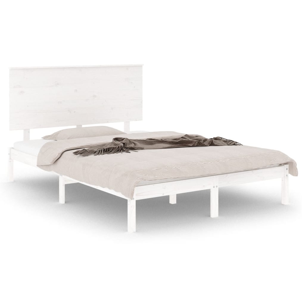 Letto senza Materasso Bianco 140x190 cm Legno Massello di Pino | homemem39
