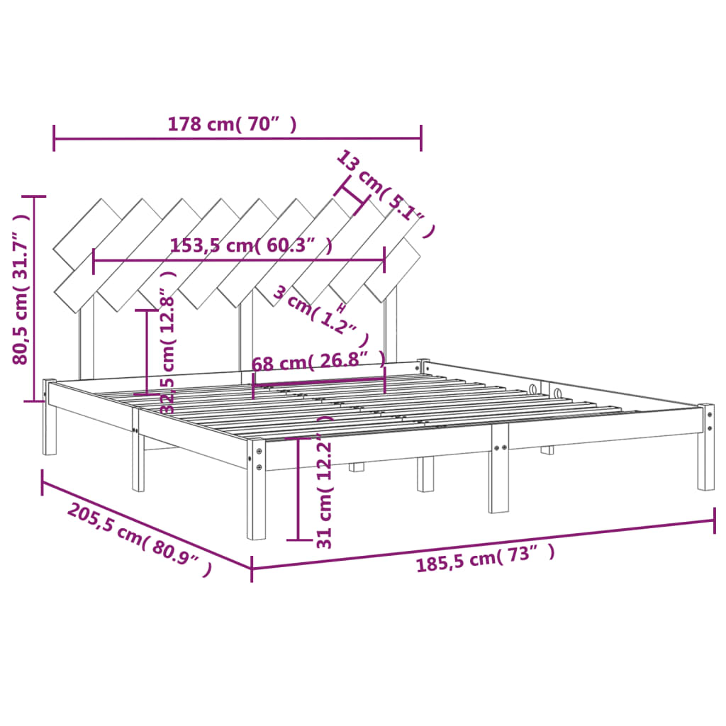 Giroletto Bianco 180x200 cm Super King in Legno Massello | homemem39