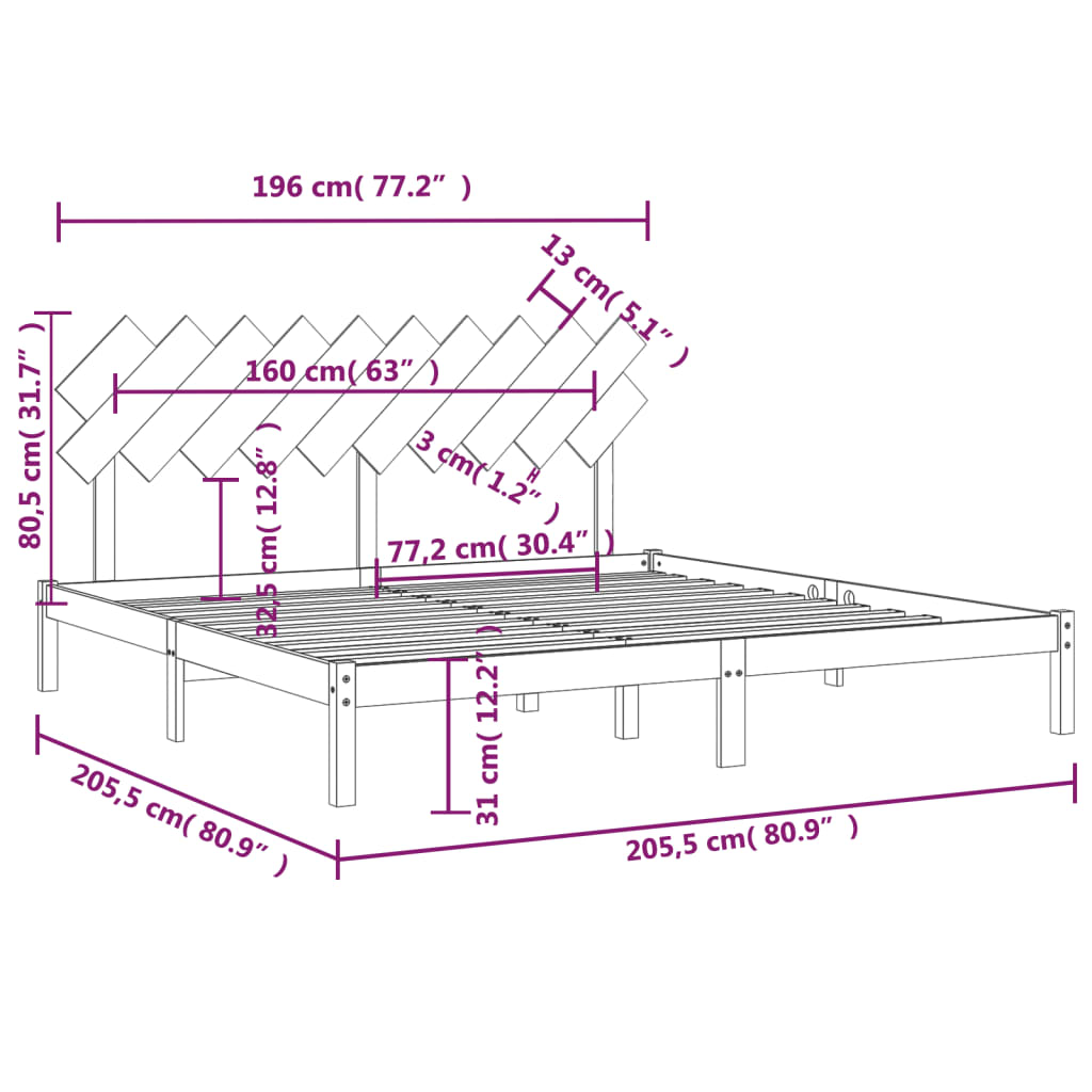 Giroletto Bianco 200x200 cm in Legno Massello | homemem39
