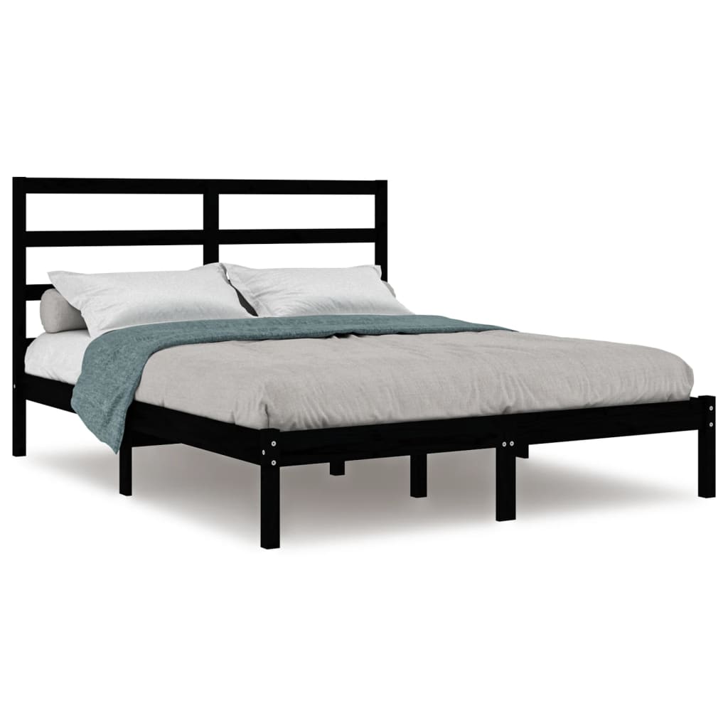Giroletto Nero in Legno Massello di Pino 140x190 cm | homemem39
