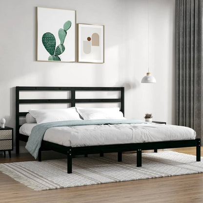 Giroletto Nero in Legno Massello di Pino 200x200 cm | homemem39
