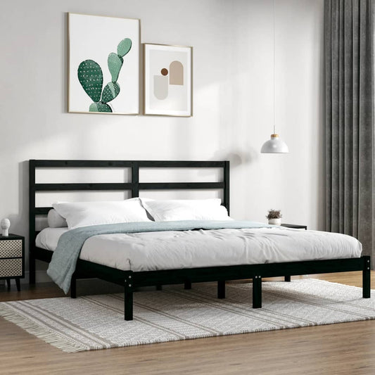 Giroletto Nero in Legno Massello di Pino 200x200 cm | homemem39