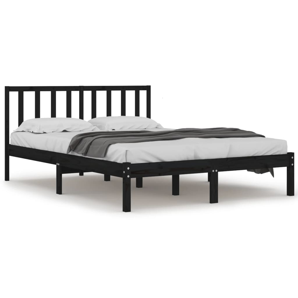 Giroletto Nero in Legno Massello di Pino 140x190 cm | homemem39