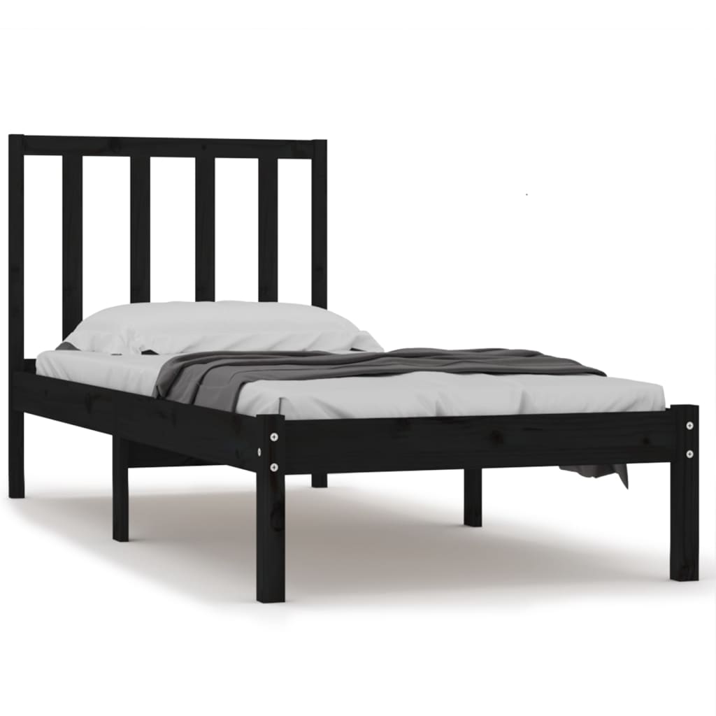 Giroletto in Legno Massello Nero 75x190 cm Small Single | homemem39