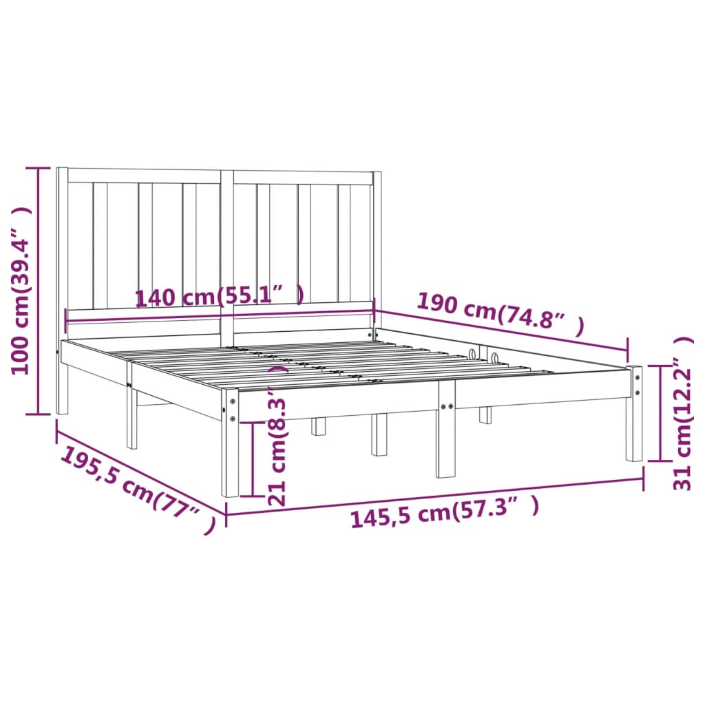 Giroletto Nero in Legno Massello di Pino 140x190 cm | homemem39