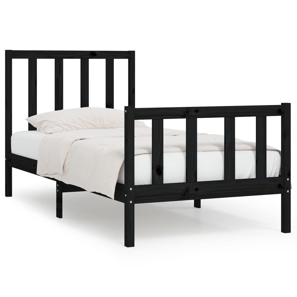 Giroletto in Legno Massello Nero 75x190 cm Small Single | homemem39
