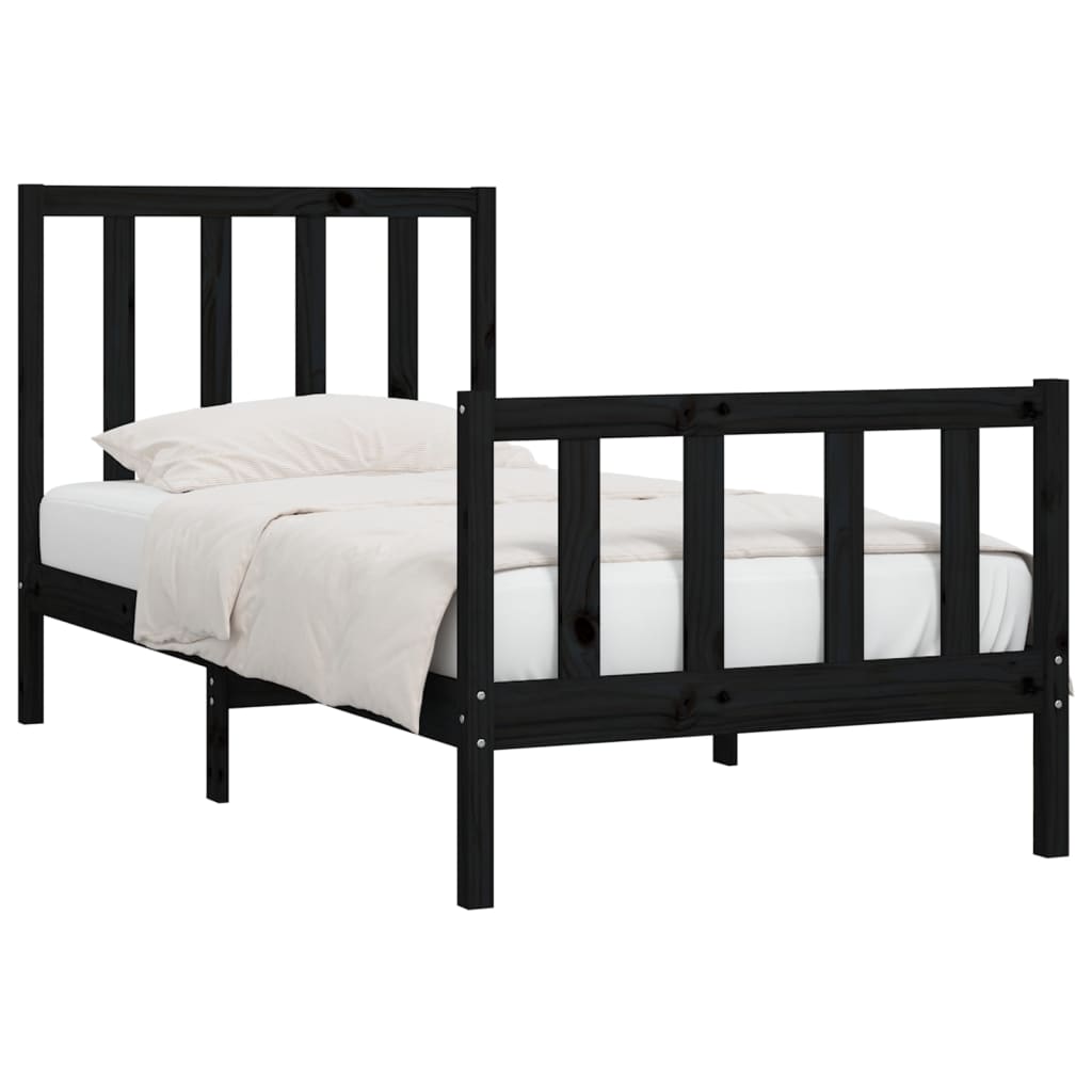 Giroletto in Legno Massello Nero 75x190 cm Small Single | homemem39