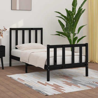 Giroletto in Legno Massello Nero 75x190 cm Small Single | homemem39