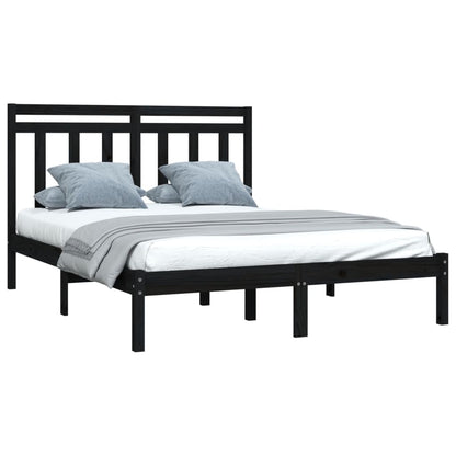 Giroletto Nero in Legno Massello 150x200 cm King Size | homemem39
