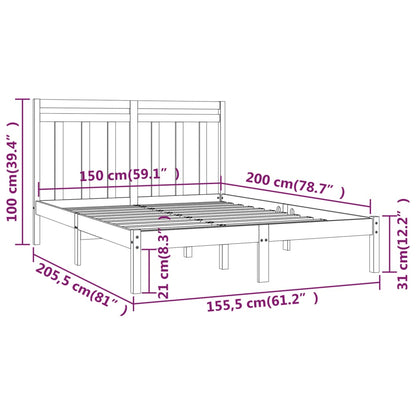 Giroletto Nero in Legno Massello 150x200 cm King Size | homemem39