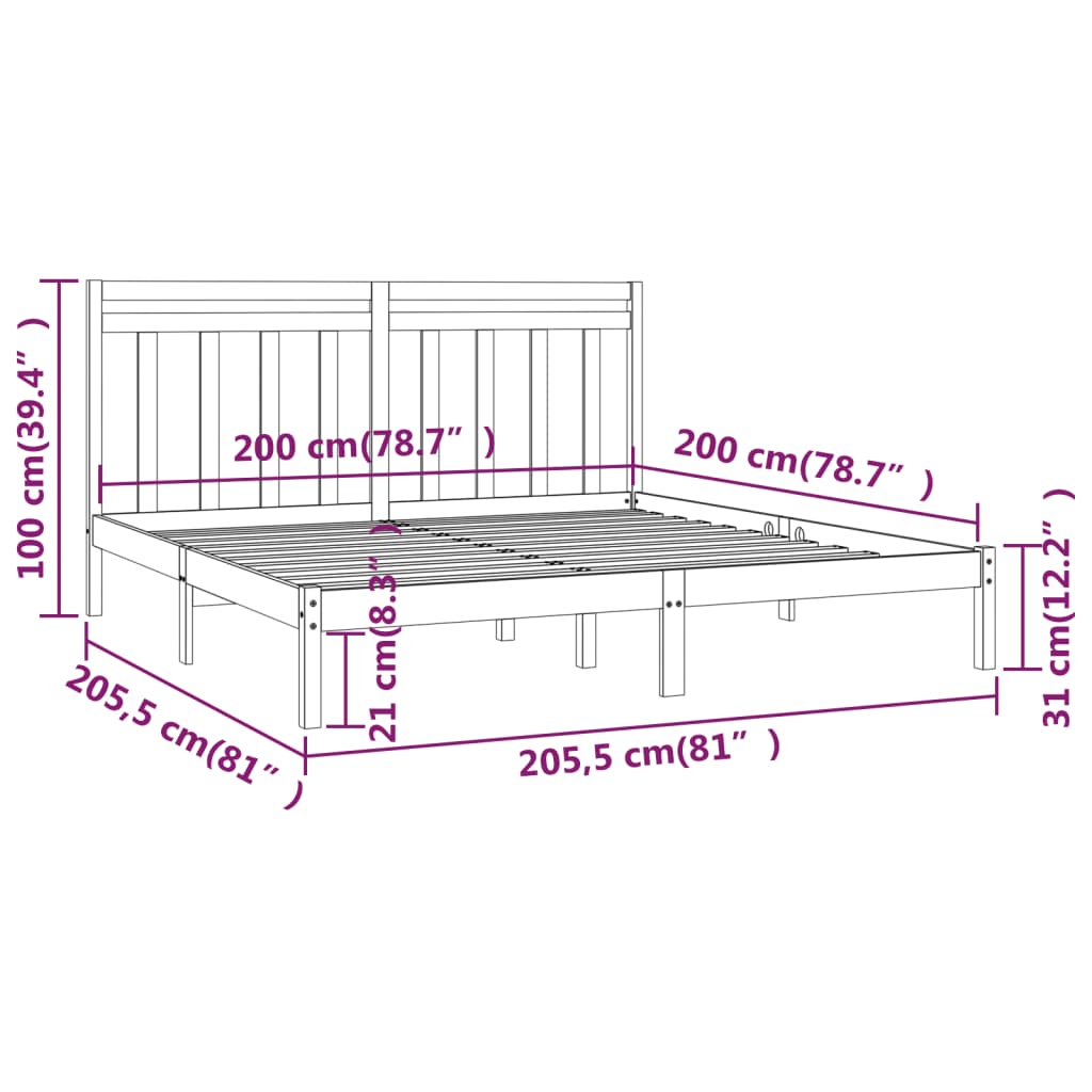 Giroletto senza Materasso Ambra 200x200 Legno Massello | homemem39