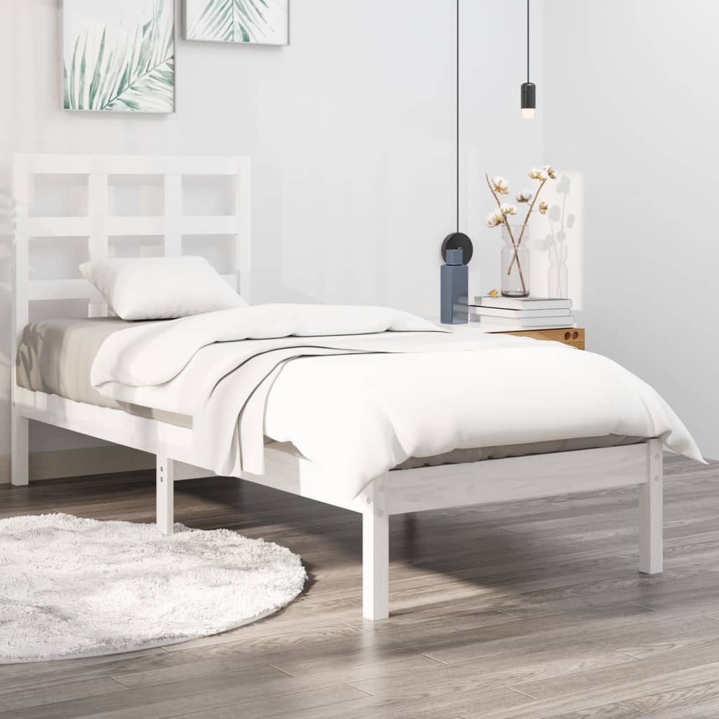 Giroletto Bianco in Legno Massello 75x190 cm Small Single | homemem39