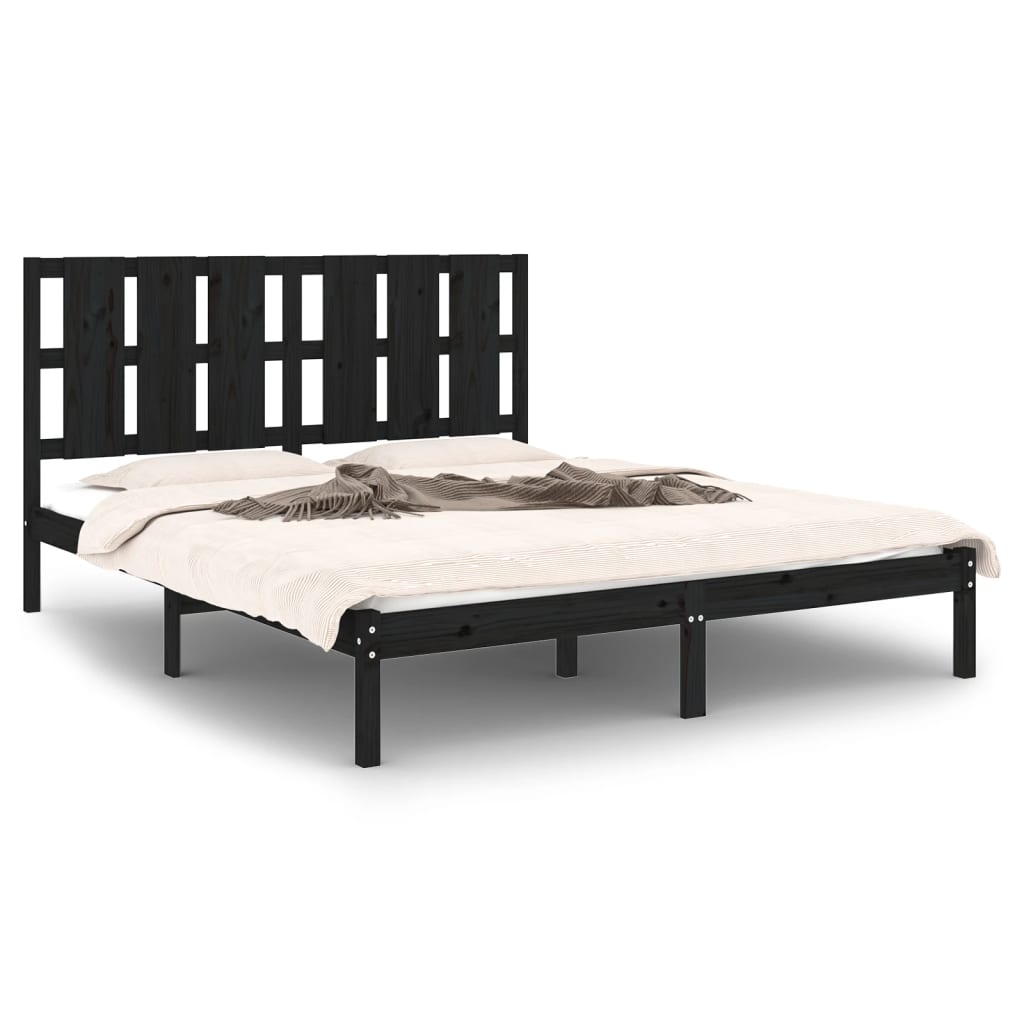 Giroletto Nero in Legno Massello 150x200 cm King Size | homemem39