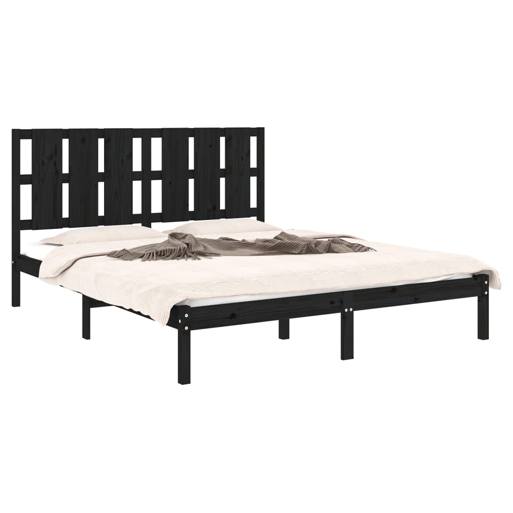 Giroletto Nero in Legno Massello 150x200 cm King Size | homemem39