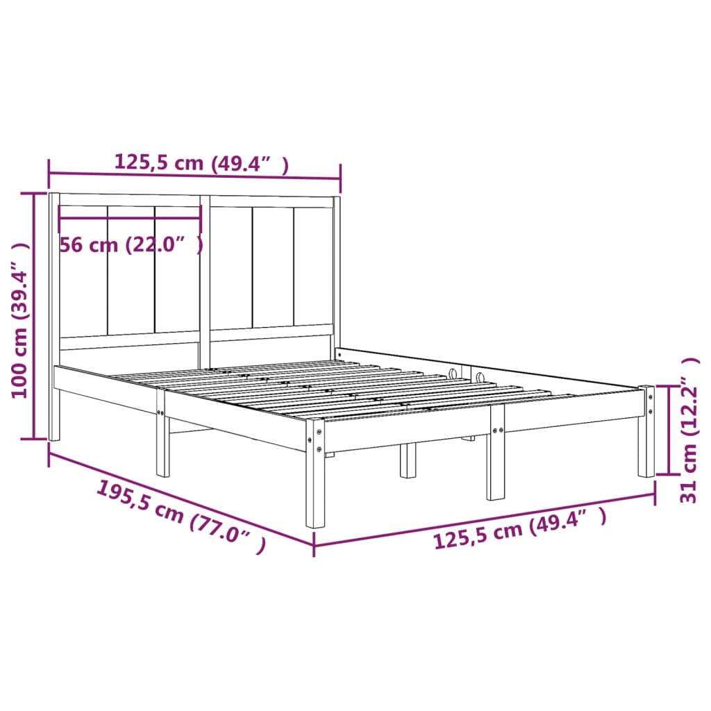 Giroletto senza Materasso 120x190 cm in Legno Massello di Pino | homemem39