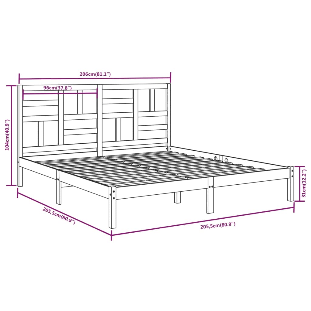 Giroletto senza Materasso in Legno Massello 200x200 cm | homemem39