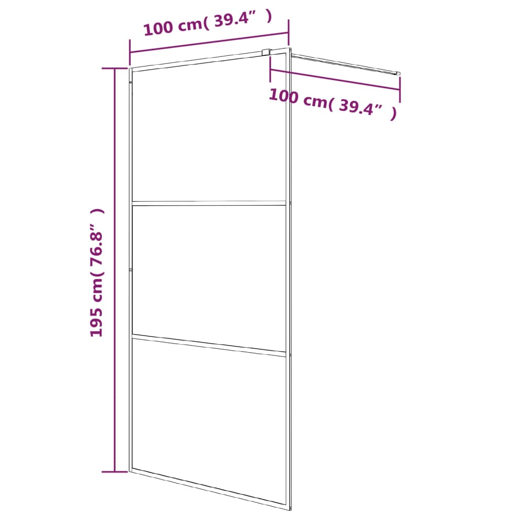 Parete Doccia Walk in 100x195 cm Vetro Smerigliato ESG | homemem39