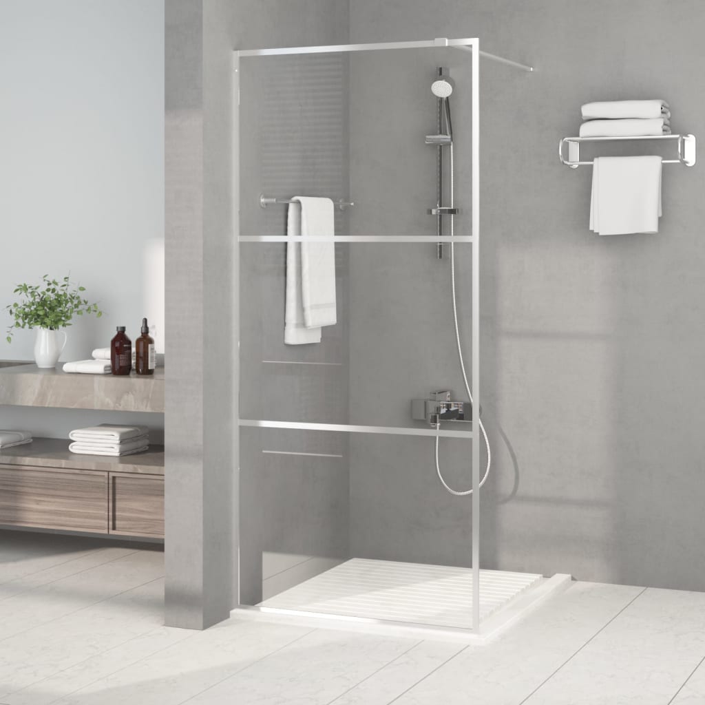 Parete Doccia Walk in Argento 90x195 cm Vetro Trasparente ESG | homemem39