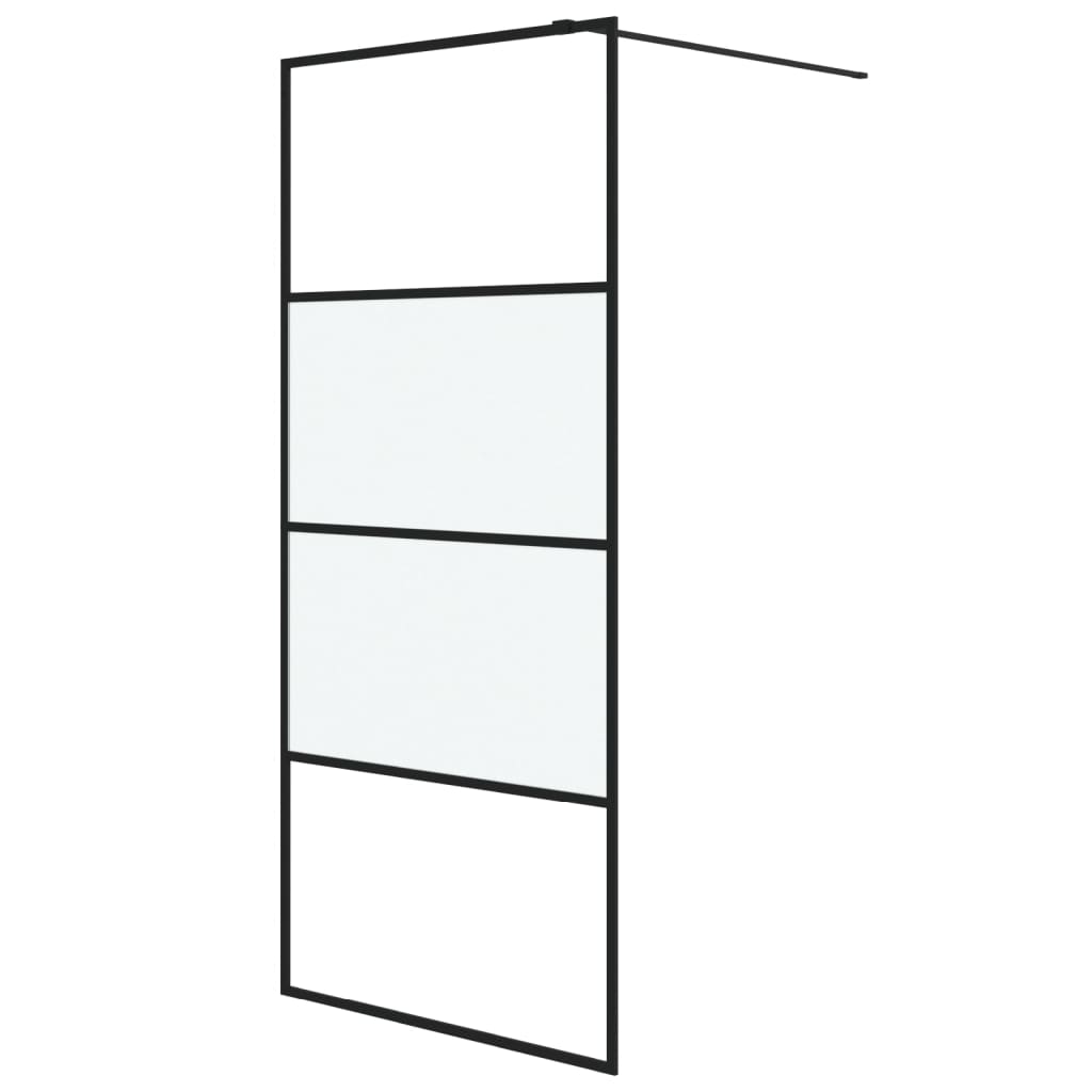 Parete Doccia Walk in Nera 90x195 cm Vetro Semi Smerigliato ESG | homemem39