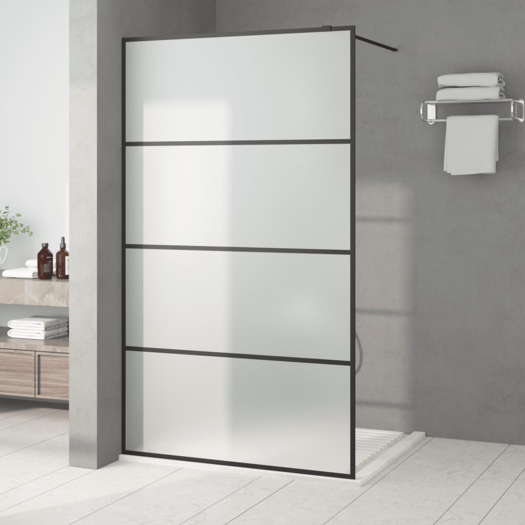 Parete Doccia Walk in Nera 115x195 cm Vetro Smerigliato ESG | homemem39
