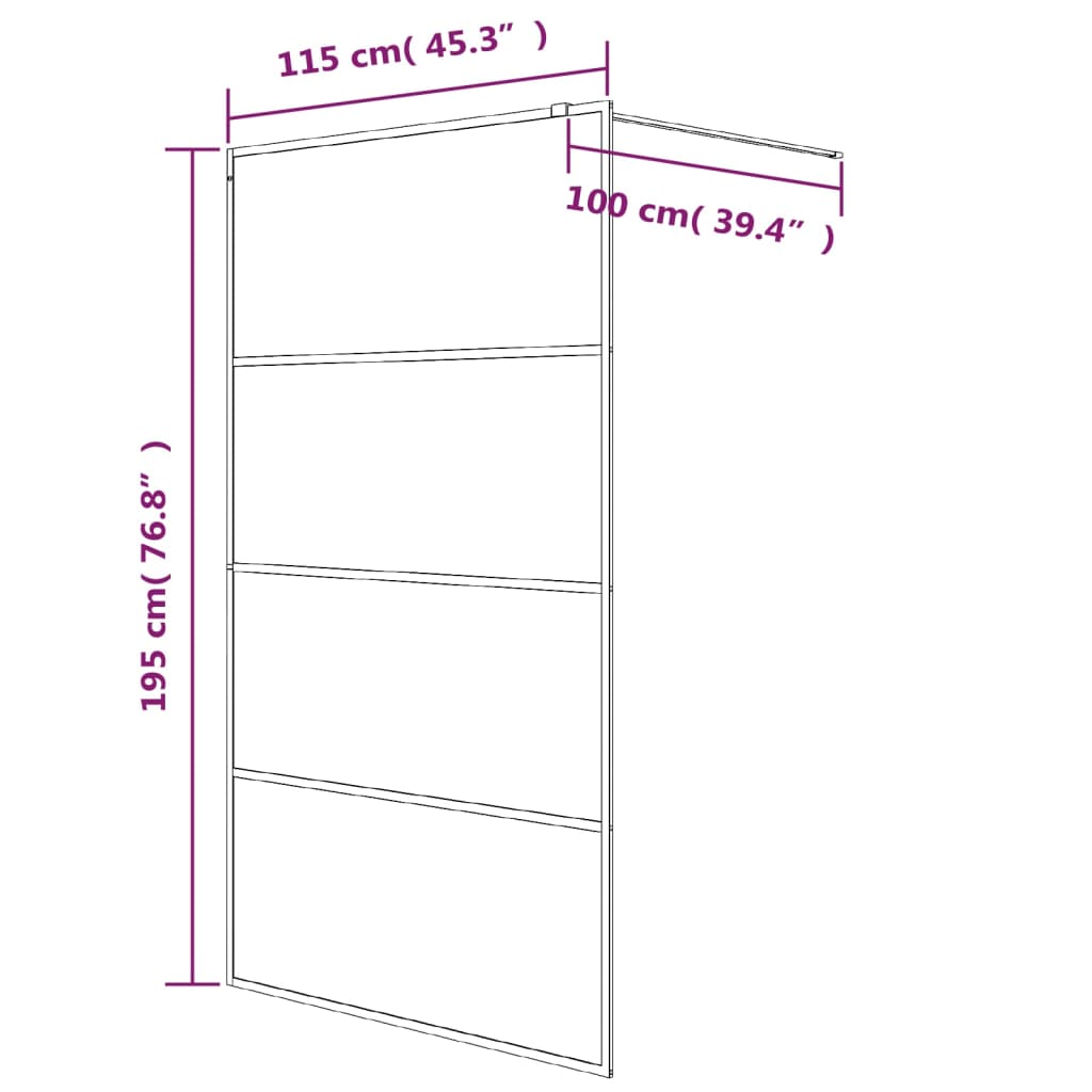 Parete Doccia Walk in Argento 115x195 cm Vetro Trasparente ESG | homemem39