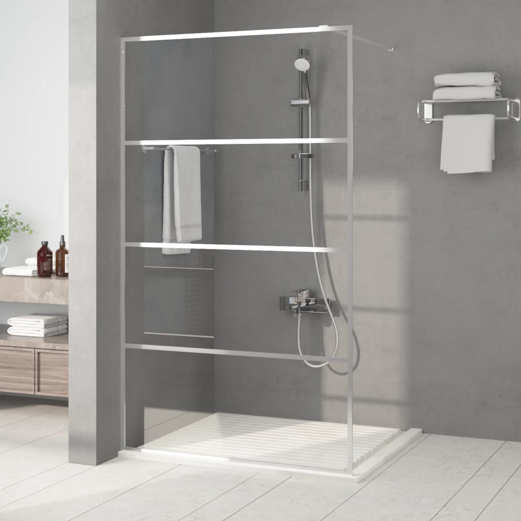 Parete Doccia Walk in Argento 115x195 cm Vetro Trasparente ESG | homemem39