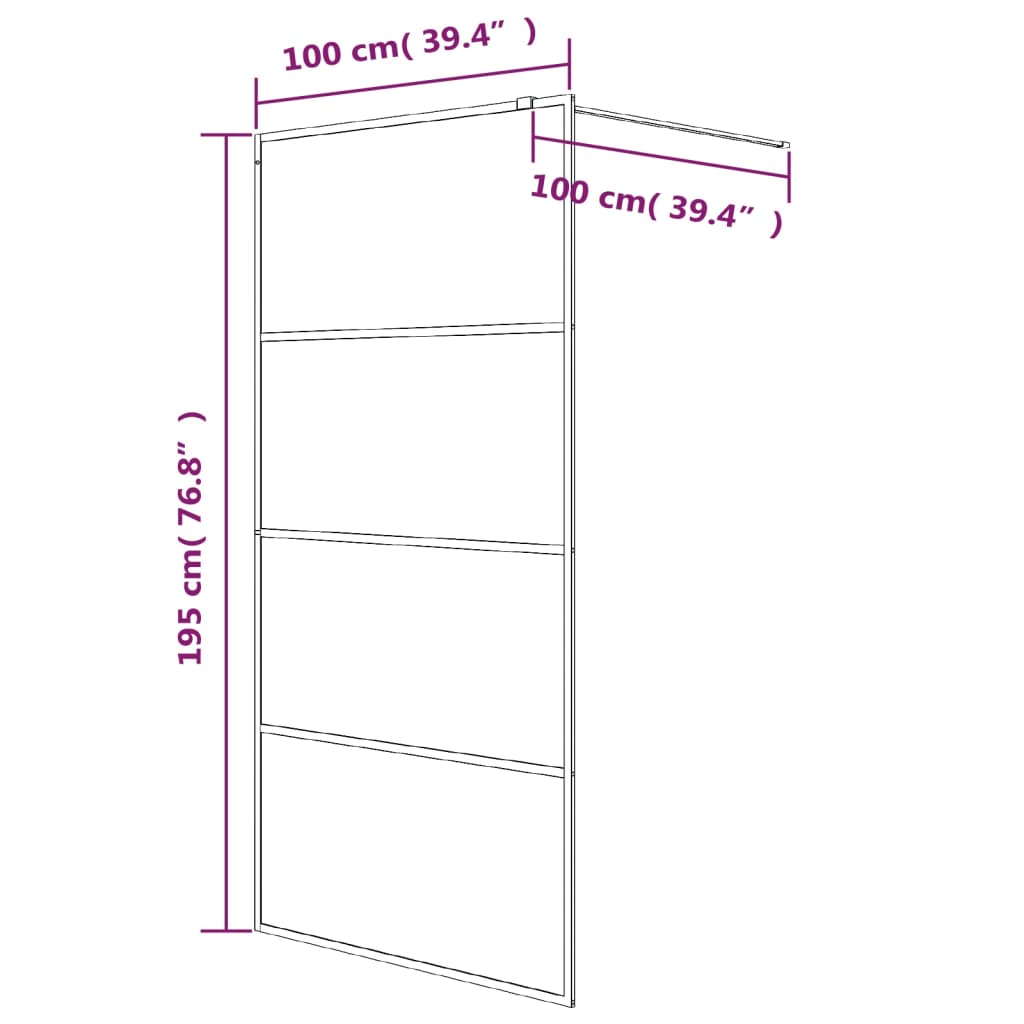 Parete Doccia Walk in Bianca 100x195 cm Vetro Trasparente ESG | homemem39